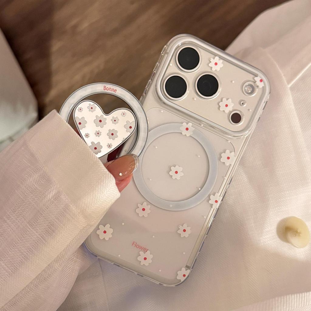 Flower Heart Stand Phone Case for iPhone 16, iPhone 17, iPhone 17 Pro Max