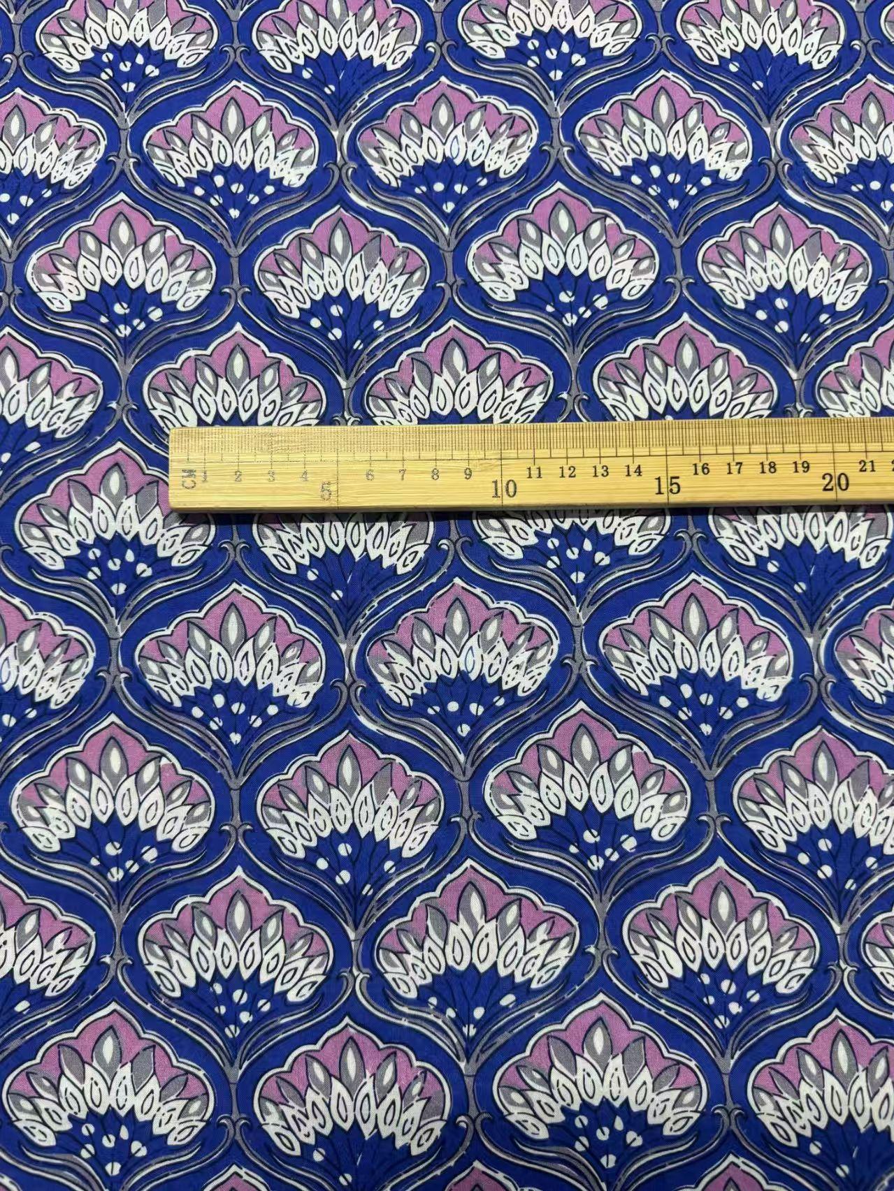 100% Long-Staple Pure Cotton Fabric for Summer Lady s Dresses - Indian Block Print