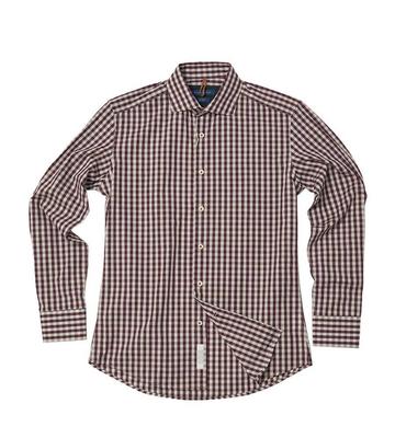 BLACKBROWN (Sidogras) Block Check Cotton Shirt [Wine]