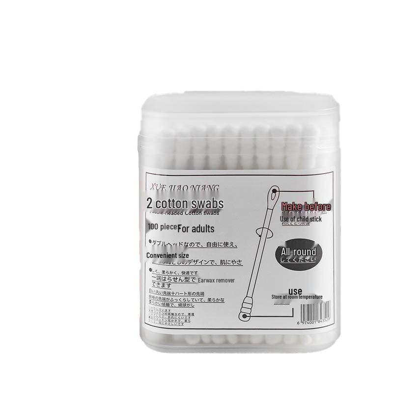 Black Double-Ended Cotton Swabs for Ear and Blackhead Cleaning