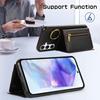 For Samsung Galaxy S25/S24 Leather Back Cover Zipper Wallet Kickstand Phone Case with Shoulder Strap