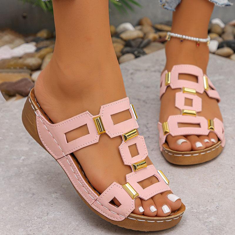 Large Size Roman Style Women's Sandals Open Toe Beach Slippers  Summer Wedges Comfortable Outdoor Slip-On Shoes for Women