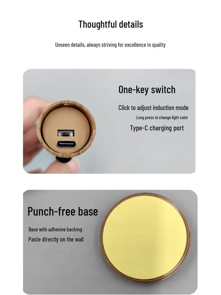 Wood Grain Night Light: Auto-Sensing Magnetic Wall Lamp for Bedroom & Corridor Use