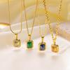 Crystal Pendant Necklace Colorful Rhinestone Zirconia Choker For Women Link Chain Zirconia Accessory