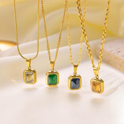 Crystal Pendant Necklace Colorful Rhinestone Zirconia Choker For Women Link Chain Zirconia Accessory