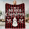 1pc Christmas Holiday Snowman and Pine Branch Printed Blanket, Christmas Themed, Multiple Sizes Available, Suitable for Living Room, Bedroom, Study, O