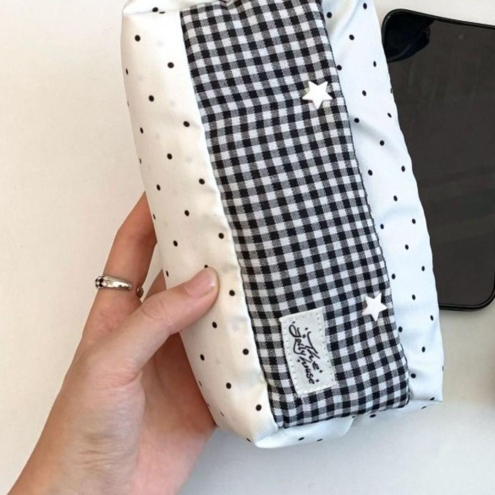 Polka Dot Star Korean Stationery Bag Makeup Bag Pen Storage Bag Handheld Pencil Bag School Office