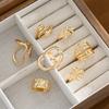 7 Pcs Gold Metal Ring Set for Women Starfish Shell Geometric Flower Knuckle Rings Vintage Daily Stackable Fashion Jewelry Gifts