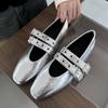 Fashion Flat Shoes Women's Mary Jane 2025 New Buckle Female Leather Fashion Casual Elegant Soft Sole Rivet Decoration Women Loafers