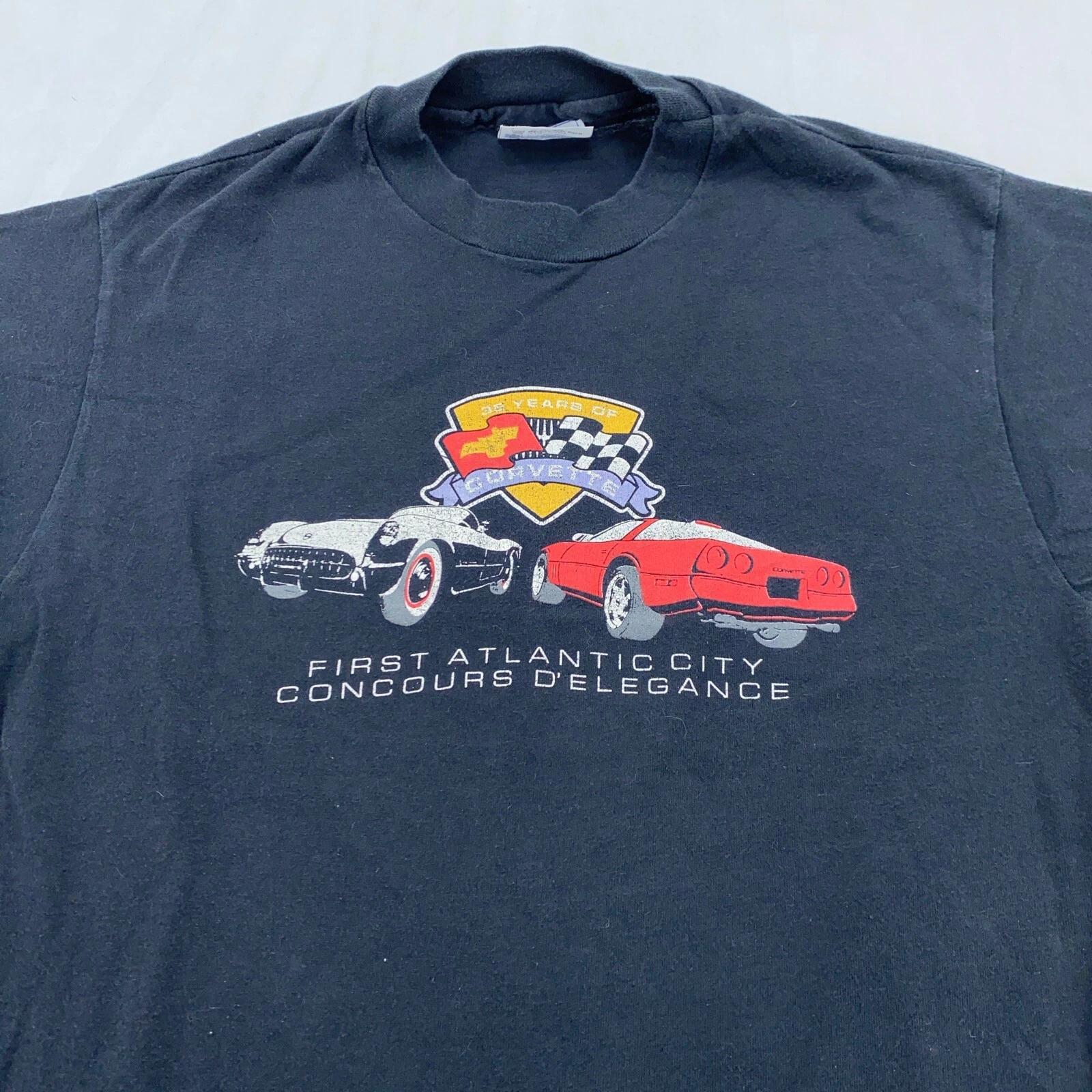 

vintage 90s CARS FIRST ATLANTIC CITY CONCOURS D ELEGANCE T-Shirt XS race 3XL