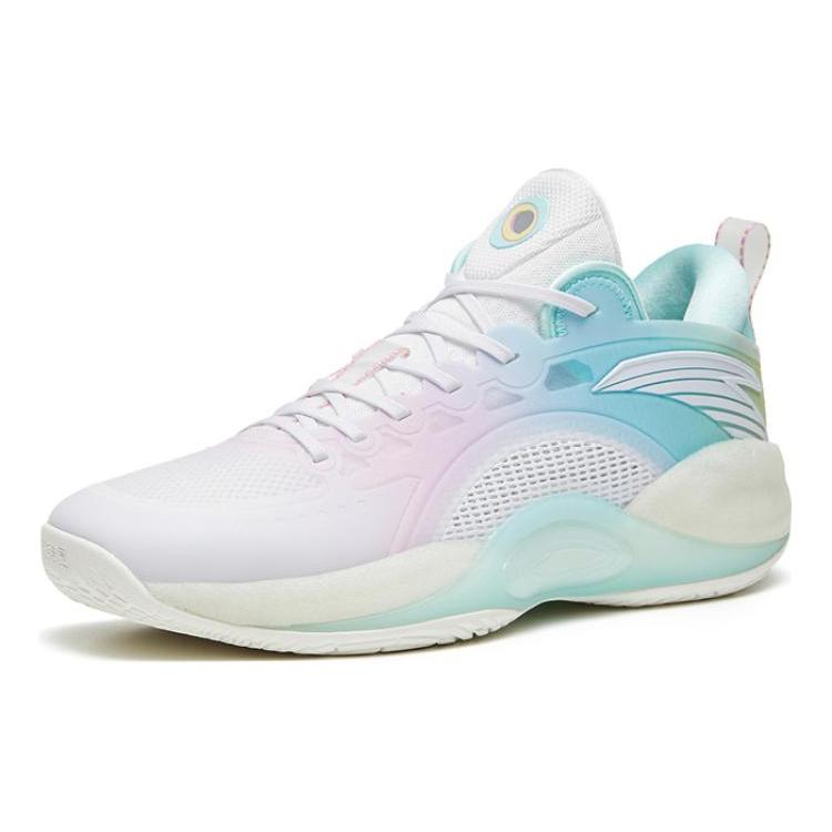 New Anta Cement Bubble 3 Anti Slip Wear Resistant Low Top Basketball Shoes Men's White Pink Blue 112321604-4