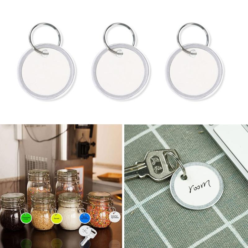 50 Pieces Metal Rimmed for Key Tags Round Paper Tags with Metal Rings White Label for Car Keys and Door Keys 31mm White