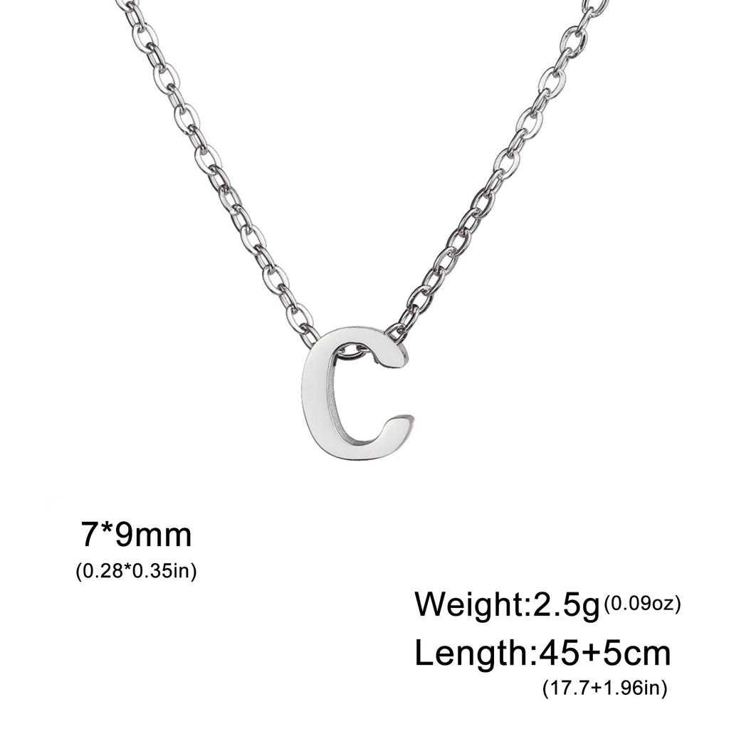 Name Initial Necklace A-Z 26 Letters Pendant Stainless Steel Jewelry Women Men Neck Choker Couple Friend Birthday New Year Gifts