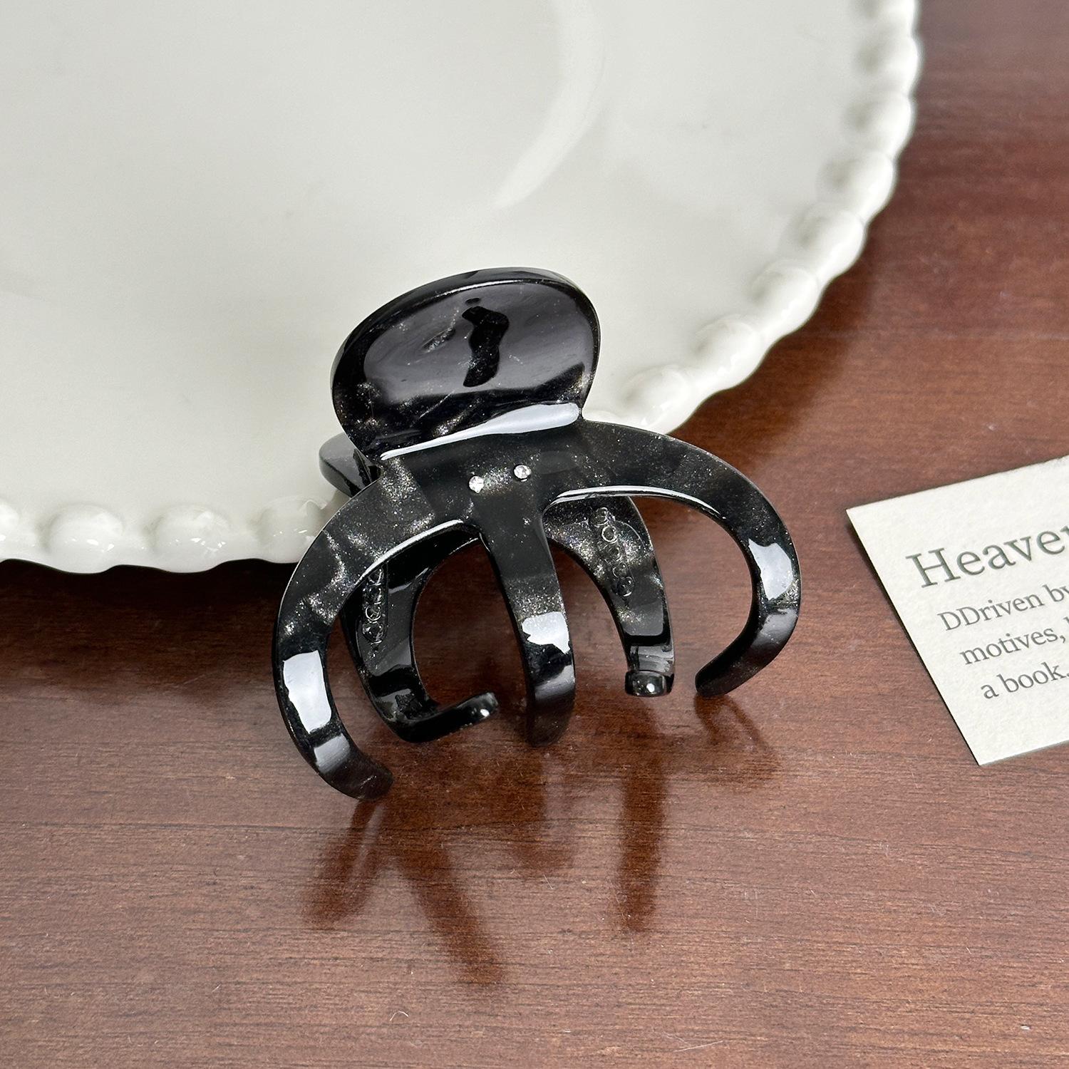 

Цветочная Великолепная Ацетатная Заколка-Краб для Модных Причесок и Заявлений Мода Colorful Black Clip