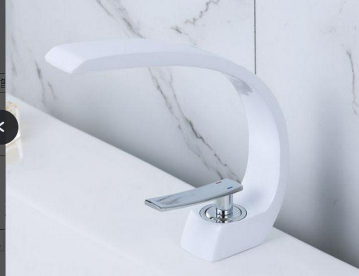 Celoměděná dvouteplotní umyvadlová baterie - bílá povrchová úprava