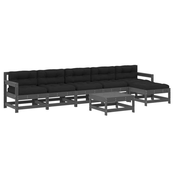 VidaXL Garden Lounge Set with Cushions 7 Pcs, Sofas with Backrest and Armrest, Furniture Set with Coffee Table Patio 3185971