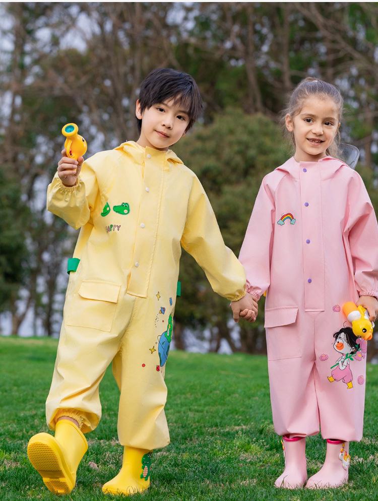 Capa de Chuva Poncho Infantil Cartoon Rosa para Meninos e Meninas - Amigável para Mochila Escolar, Perfeito para Crianças de Pré-Escola e Ensino Fundamental.