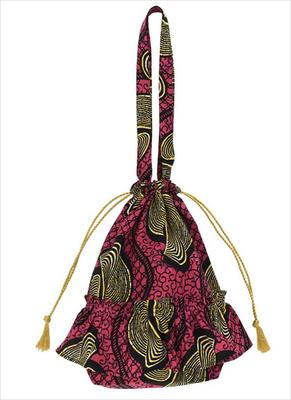 Tomo Corporation Women's Frill Tote Bag with African Print, Braided