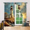 Set Of 2 Versatile Polyester Transparent Curtains Home Decoration Lighthouse Use Bedrooms Living Rooms Curtain Ideal For Sitting Room