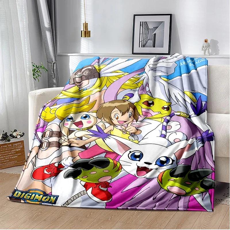 Japane Cartoon D-Digimon Throws Blanket Sofa Hiking Picnic Super Soft Quilt Bed Thermal Cute Anime Flannel Blanket Birthday Gift