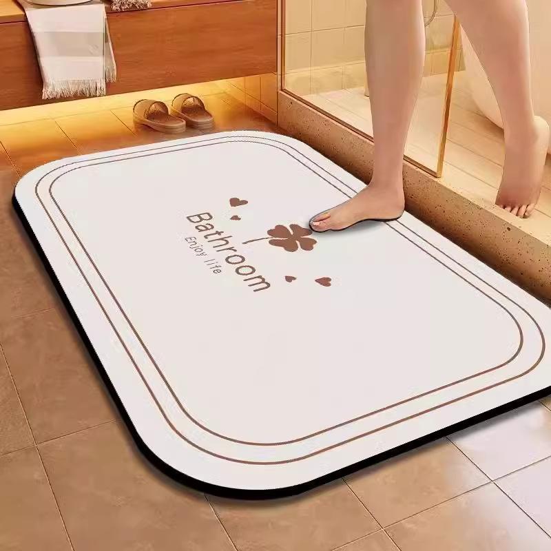 Simple Soft Diatom Mud Mat Bathroom Strong Absorbent Household Bathroom Door Mat Quick Drying Can Be Cut Foot Mat