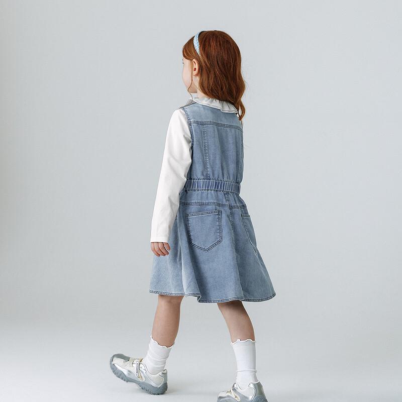 Minibala Girls' Retro Sleeveless Denim Vest Dress