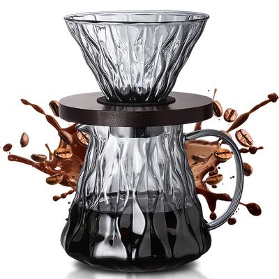 Pour Over Coffee Maker Set, 17oz/500ml Borosilicate Glass Coffee Pot with Glass Coffee Dripper, 1-4 Cup Pour Over Coffee Dripper