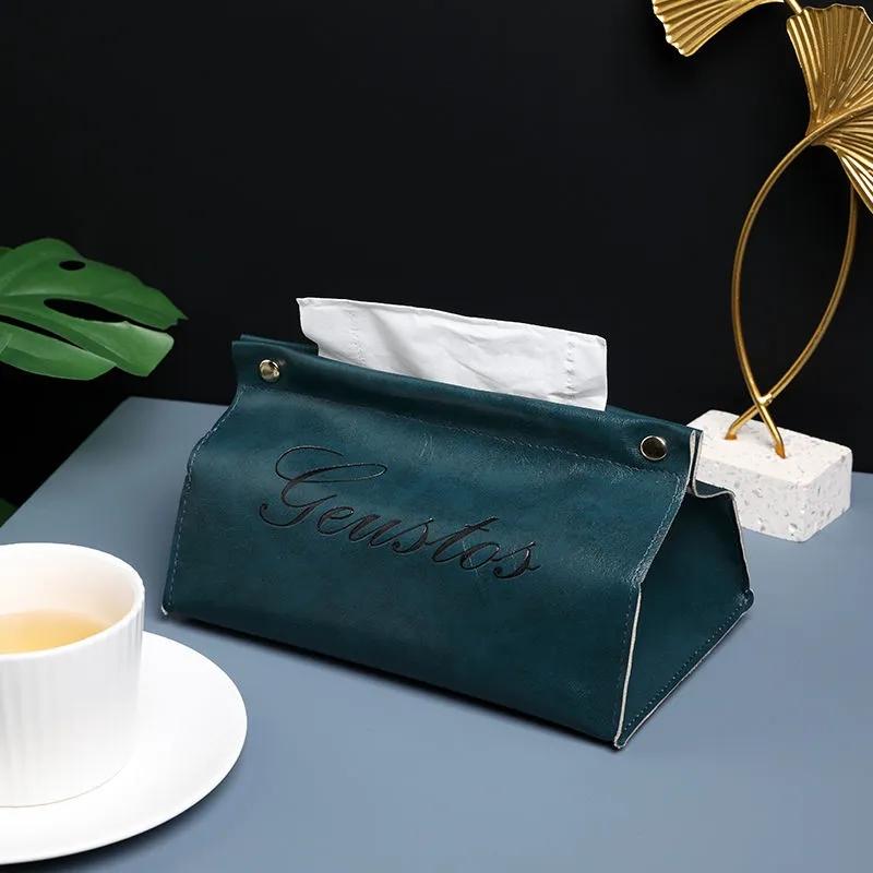 Porta fazzoletti in pelle nordica, portaoggetti da scrivania in PU per ufficio, portaoggetti per auto, semplice porta carta velina, decorazione da tavolo per soggiorno, portaoggetti per chiavi di casa