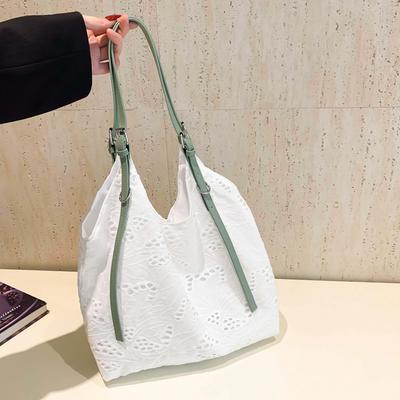 Large Capacity Shoulder Casual Simple Bags  Hollow Stitching  Line Flower Design  Basic Style