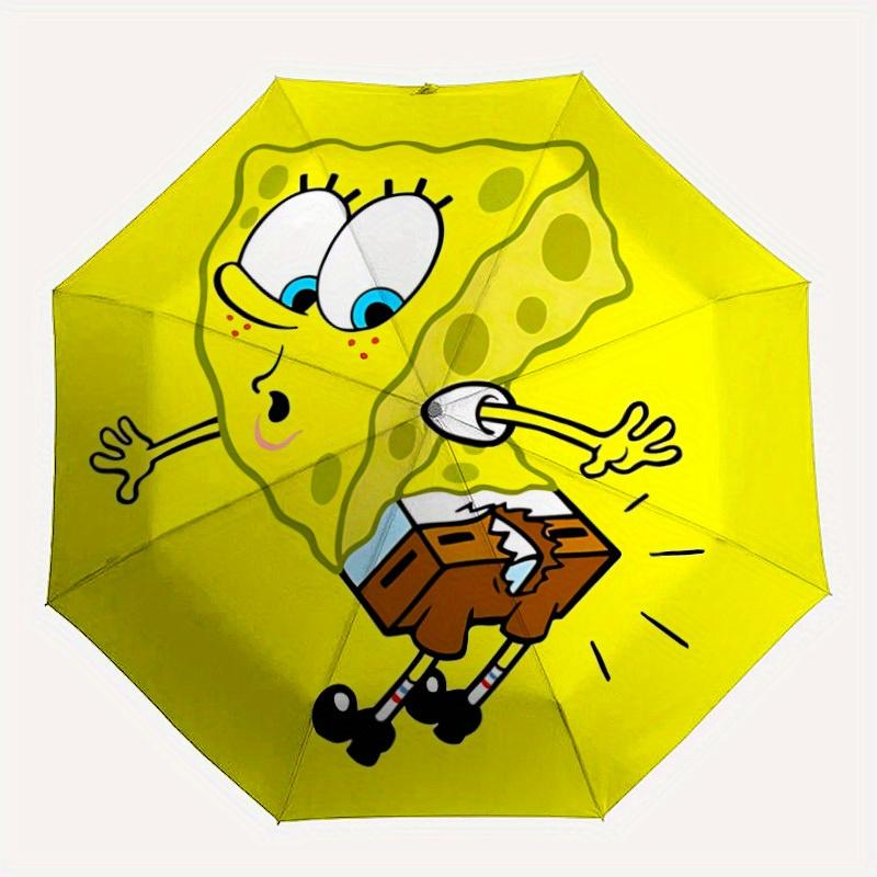 1pc SpongeBob Self-Folding Umbrella, 8-Bone Compact Travel Umbrella, Durable Plastic And Iron Frame096