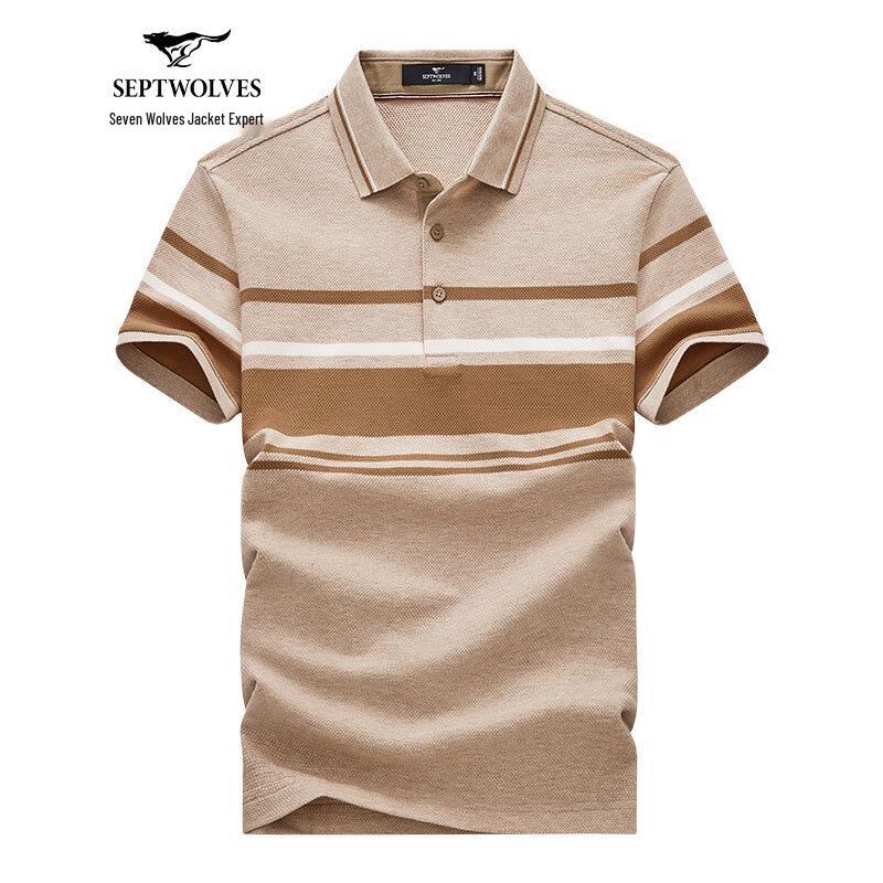 Seven Wolves Men s Summer Striped POLO T-Shirt 3XL