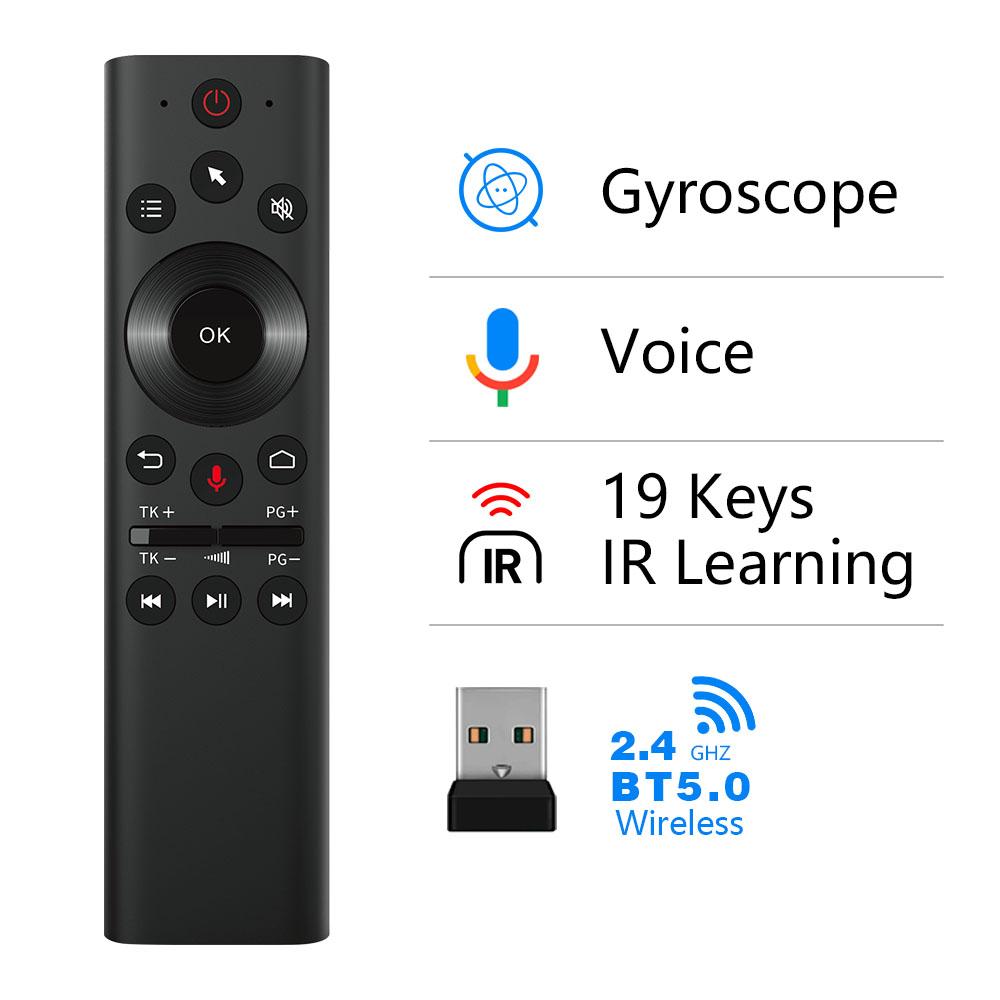 2.4G Bluetooth 5.0 Wireless Voice Remote Control Air Mouse  6 Axis Gyroscope Controller with USB Receiver for Computer TV Android Box