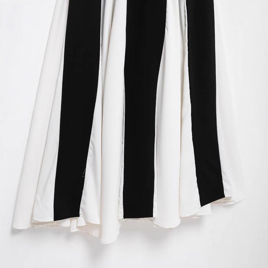 Rochie Slim cu Bretele cu Blocuri de Culoare Stil European și American pentru Femei, Primăvara 2025