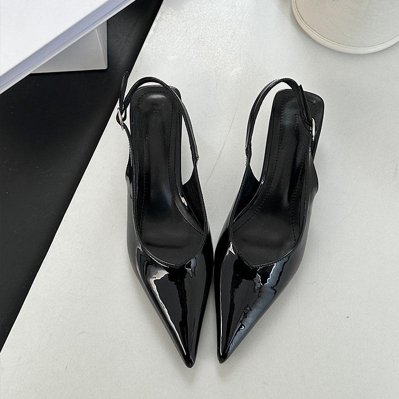 Fashion Fashion Shallow Elegant Women Heeled Sandals Shoes Female Buckle Strap Footwear Pointed Toe Ladies Low Heel Sandals Shoes Pumps