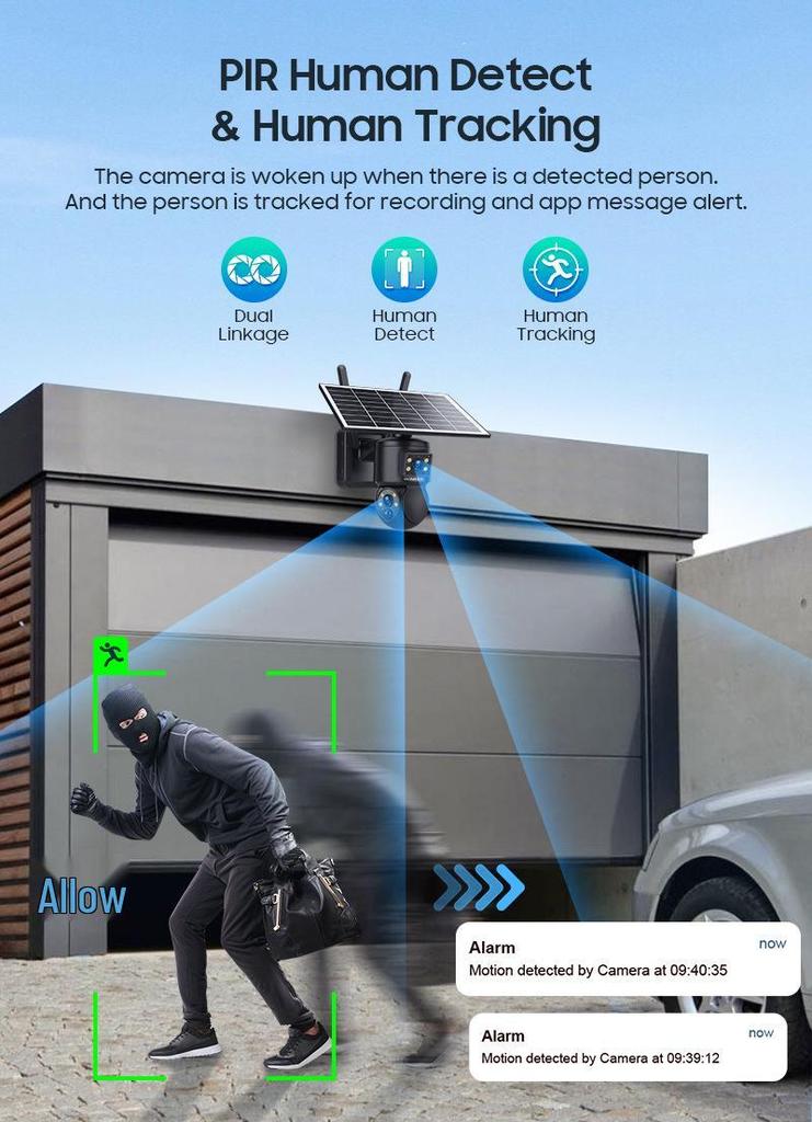4G Solar-Powered 6MP HD Dual Lens Smart Camera with Full Color Monitoring & Remote Access