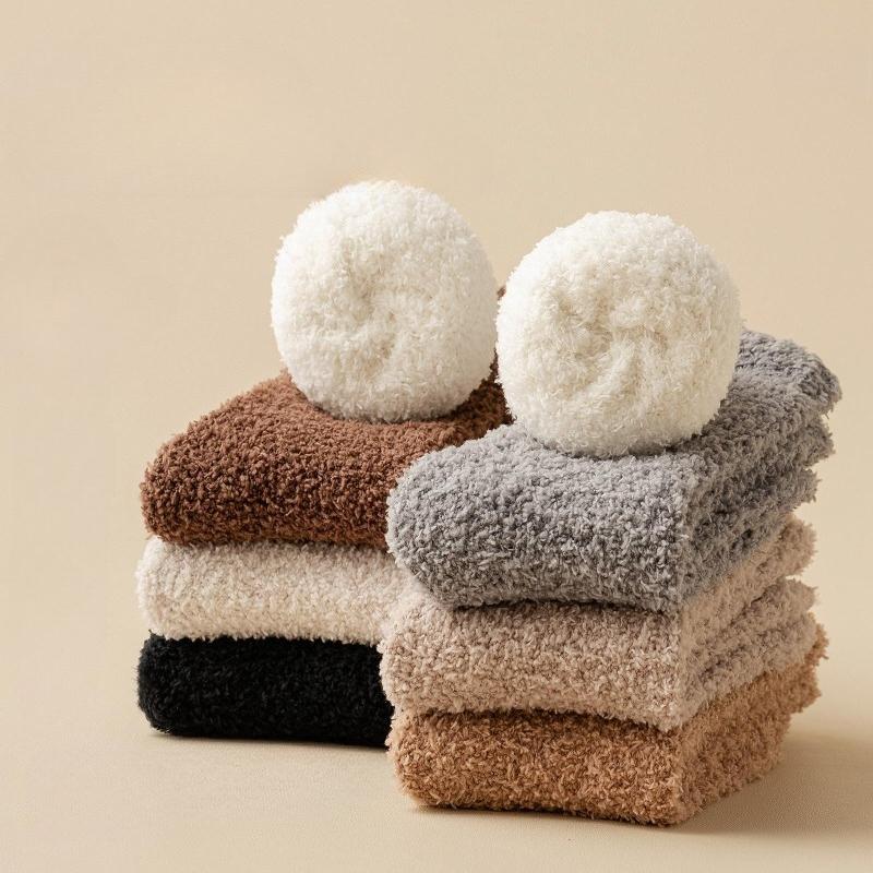 Autumn Winter Mid-Calf Socks Warm Floor Socks Women's Coral Fleece Socks
