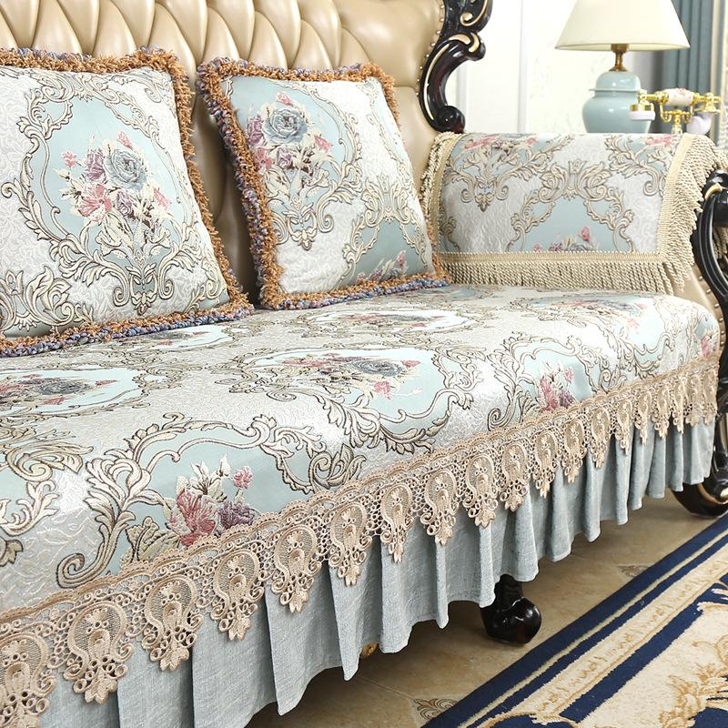 European Sofa Cushion, Living Room Combination Leather Sofa, Non-Slip Seat Cushion, Recliner All-Inclusive Cover Cushion, Armrest Back Towel Cushion