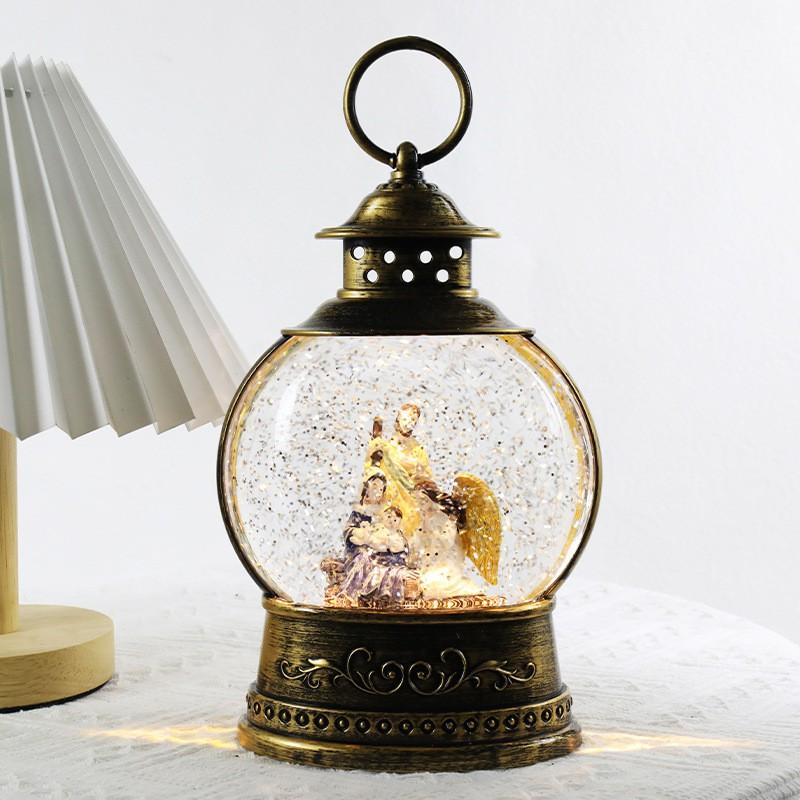 Christmas Decorative Music Box With LED Light Crystal Ball Santa Tree Figurine Home Tabletop Holiday Display