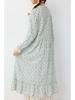 Spring Women's Mori Style Floral Cotton Linen Long Dress with Ruffle Patchwork