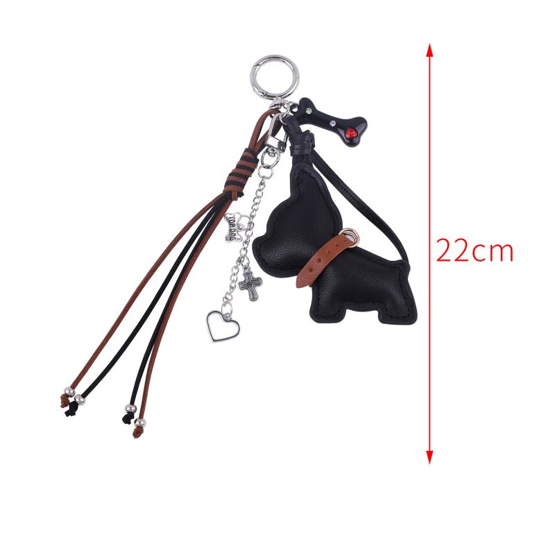 Y2K Skinn Valpe Nøkkelring Ins Vintage Flettet Tau Nøkkelring Trendy Bilnøkkelholder Veske Anheng Hengepynt