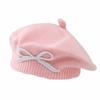Soft Children Knitted Beret Elastic Beanie Cap Stylish Bow Embroidery Painter Hat  Gift