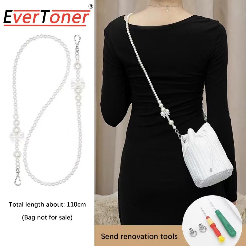 EverToner Pearl Bag Chain Crossbody Strap Lanyard Extender DIY Accessories Pearl Handbag Strap Replacement Accessories