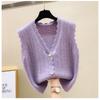 v neck sleeveless knitted cardigan sweater vest for women early autumn new fashion loose short tank tops loose casual solid color elegant clothing