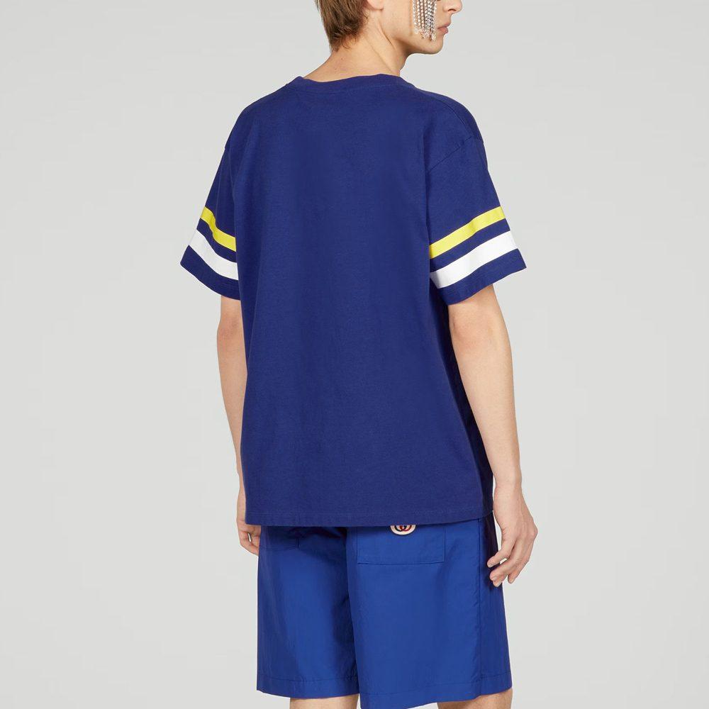 Gucci Logo Print Crew Neck Pullover Short Sleeved SS23 T Shirt Men's Blue 616036-XJFFU-4120