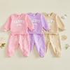 Citgeett Autumn Toddler Baby Girl Daisy Outfit Embroidered Long Sleeve Sweatshirt Printed Pants Fall Clothes