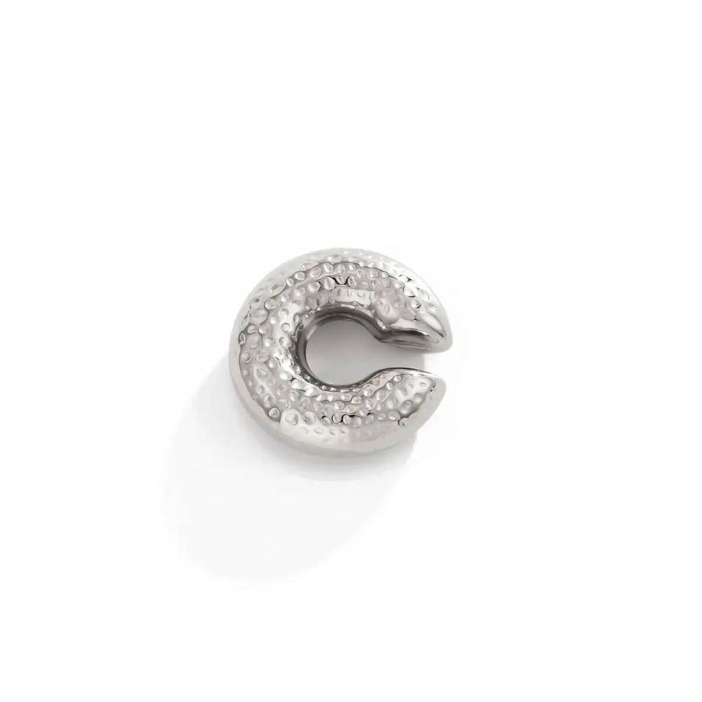 SHIXIN Punk Stainless Steel C Shape Thick Clip Earring Women 2026 New Minimalist Texture Earrings Fake Piercing Ear Clip Jewelry