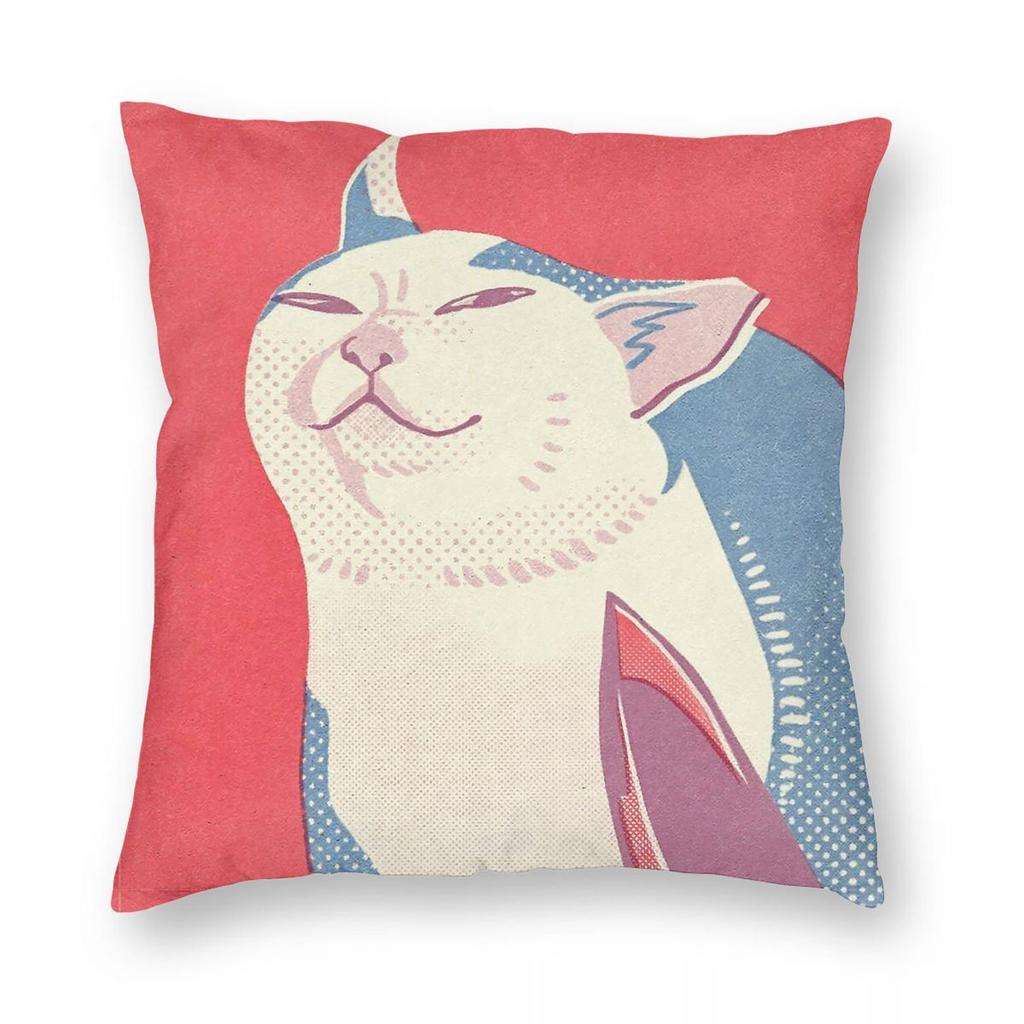Knife Cat Smug Cat Pillowcase Polyester Linen Velvet Creative Zip Decor Home Cushion Cover
