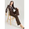 Mengshuya Women's Four-Way Stretch Slim Fit Flared Suit Pants