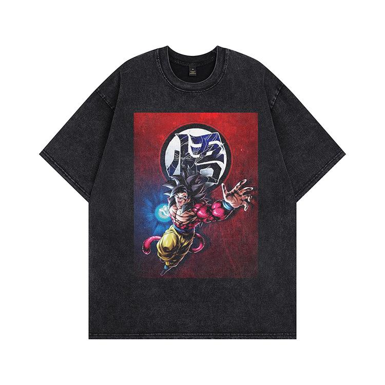 Summer New American Washing Water Short Sleeves Old High Street Style T-shirt Heavy Loose Couple Tide Men and Women Same Style