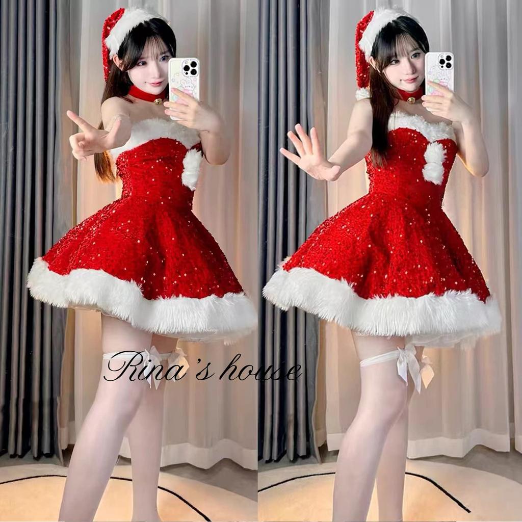 Weihnachten Santa Cosplay Niedliches Halloween Set "Rina's house" Damenkostüm, Kostüm, 4-teilig (XL)